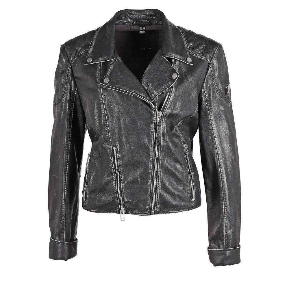 NEW MAURITIUS women's reanon rf leather jacket in vintage black